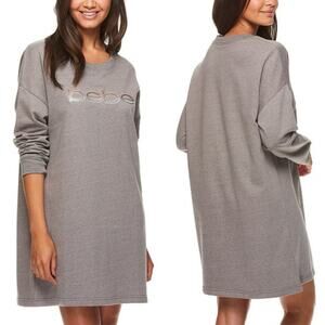 Bebe Sleepwear Sweater Spellout Top Charcoal Heather Gray Long-Sleeve Sleepshirt